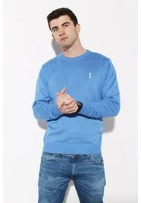 Sweter Edward Orlovski Błękitny. Kolor: niebieski. Materiał: bawełna, akryl. Wzór: haft. Styl: elegancki #1