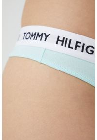 TOMMY HILFIGER - Tommy Hilfiger stringi. Kolor: niebieski. Materiał: materiał, włókno