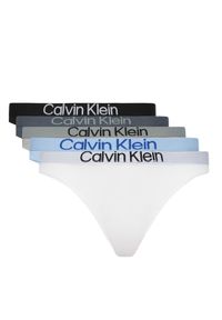Calvin Klein Underwear Komplet 5 par stringów LV00QD5331 Kolorowy. Materiał: bawełna. Wzór: kolorowy