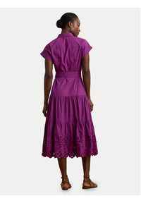 Lauren Ralph Lauren - LAUREN RALPH LAUREN Sukienka koszulowa 200970821001 Fioletowy Regular Fit. Kolor: fioletowy. Materiał: bawełna. Typ sukienki: koszulowe #5