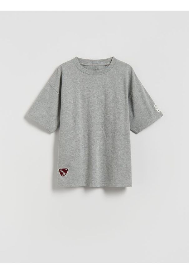 Reserved - Bawełniany t-shirt - jasnoszary. Kolor: szary. Materiał: bawełna