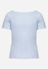 Born2be - Niebieska Bawełniana Bluzka z Ozdobnym Dekoltem z Cyrkoniami i Koronką na Dole Keirana. Kolor: niebieski. Materiał: bawełna, koronka. Wzór: koronka. Styl: boho #2