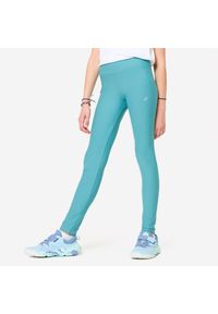 Decathlon - Legginsy dziecięce Domyos. Okazja: na uczelnię. Stan: podwyższony. Kolor: niebieski. Materiał: elastan, poliester, materiał. Styl: sportowy