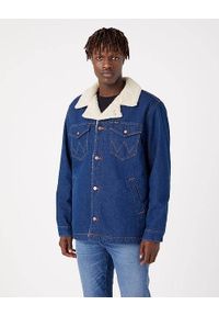 Wrangler - WRANGLER WRANGE SHERPA JACKET MĘSKA KURTKA JEANSOWA RETRO BLUE W445AR071 112324494. Materiał: jeans. Styl: retro