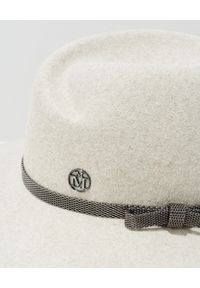 MAISON MICHEL PARIS - Jasnoszary kapelusz Virginie z kokardą. Kolor: szary. Materiał: materiał. Wzór: aplikacja #2
