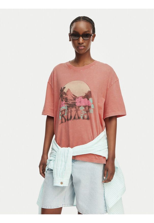 Roxy T-Shirt Talloversize Washed ERJZT06081 Pomarańczowy jasny Loose Fit. Kolor: pomarańczowy. Materiał: bawełna