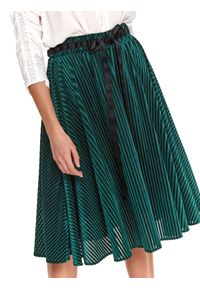 TOP SECRET - Welurowa plisowana spódnica z wiązaną taśmą. Kolor: zielony. Materiał: welur. Sezon: wiosna #2