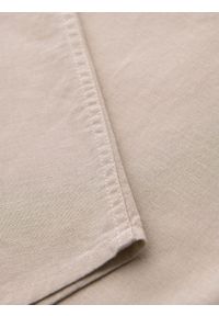 Ombre Clothing - Koszula męska z lnu i bawełny z krótkim rękawem i kieszonką – beżowa V4. Kolor: beżowy. Materiał: len, bawełna. Długość rękawa: krótki rękaw. Długość: krótkie. Sezon: lato #7