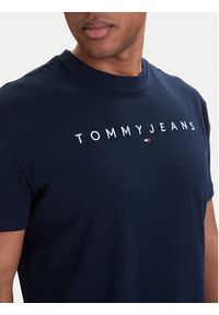 Tommy Jeans T-Shirt Linear Logo DM0DM20744 Granatowy Regular Fit. Kolor: niebieski. Materiał: bawełna #5