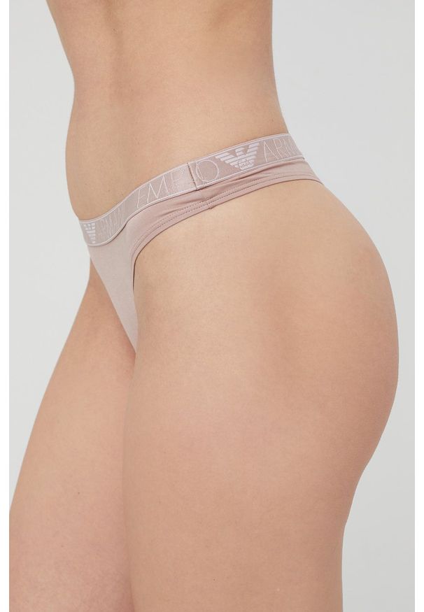 Emporio Armani Underwear stringi kolor różowy. Kolor: różowy. Materiał: materiał