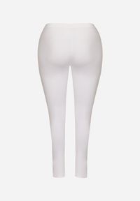 Born2be - Białe Bawełniane Legginsy z Gumką w Pasie Mevora. Okazja: na co dzień. Kolekcja: plus size. Kolor: biały. Materiał: bawełna. Styl: klasyczny, casual