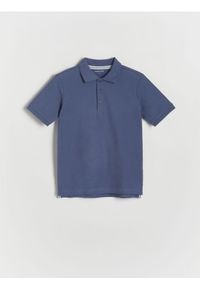 Reserved - T-shirt polo - granatowy. Typ kołnierza: polo. Kolor: niebieski. Materiał: dzianina, bawełna #1