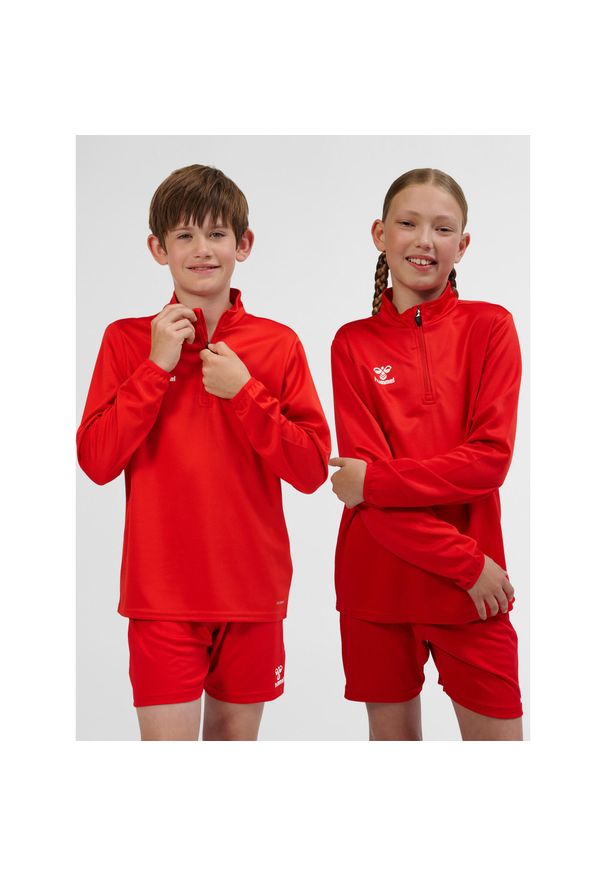Dziecięca kurtka dresowa 1/2 zip Hummel Essential. Kolor: wielokolorowy, czerwony, różowy. Materiał: dresówka. Sport: joga i pilates