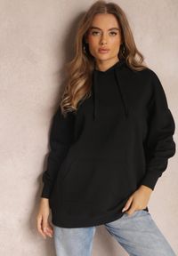 Renee - Czarna Bluza z Kapturem Foss. Typ kołnierza: kaptur. Kolor: czarny. Materiał: polar, dzianina. Długość rękawa: długi rękaw. Długość: długie. Wzór: jednolity #5