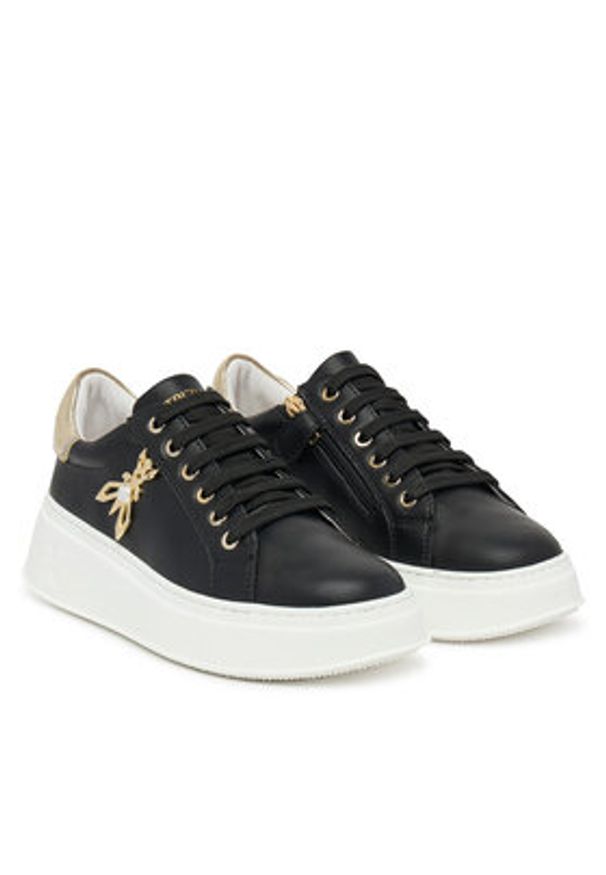 Patrizia Pepe Sneakersy PPJ303 31 Czarny. Kolor: czarny. Materiał: skóra