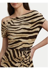 Lauren Ralph Lauren - LAUREN RALPH LAUREN Sukienka koktajlowa 200973604001 Beżowy Slim Fit. Kolor: beżowy. Materiał: syntetyk. Styl: wizytowy