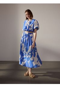 Reserved - Wzorzysta spódnica z modalu - niebieski. Kolor: niebieski #1