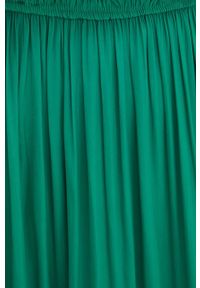 Morgan sukienka kolor zielony maxi rozkloszowana. Typ kołnierza: dekolt halter. Kolor: zielony. Materiał: tkanina. Typ sukienki: rozkloszowane. Długość: maxi #3