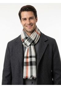 V. Fraas - Lekki (Przejściowy) Szalik z Naturalnej Wiskozy - Fraas - Popielaty w Kratę. Kolor: szary. Materiał: wiskoza. Sezon: lato. Styl: elegancki, klasyczny #3