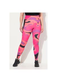 ULLA POPKEN - Damskie Legginsy sportowe szybkoschnące wysoki stan z recyklingu. Stan: podwyższony. Kolekcja: plus size. Kolor: różowy. Materiał: elastan, poliester, materiał