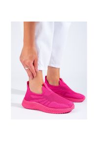 SHELOVET - Damskie ażurowe buty sportowe fuksja Shelovet różowe. Kolor: różowy. Wzór: ażurowy #4