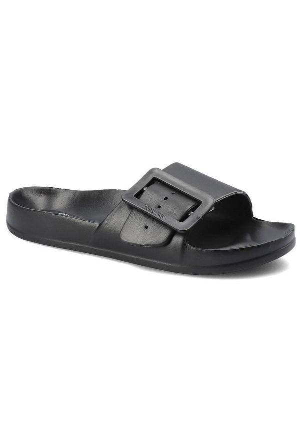 Big-Star - Czarne Klapki Big Star Modne Damskie Buty Na Lato. Okazja: do domu, na plażę. Kolor: czarny. Wzór: aplikacja. Sezon: lato. Styl: wakacyjny