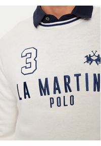 La Martina Sweter ZMS303 YW120 Écru Regular Fit. Materiał: bawełna #4