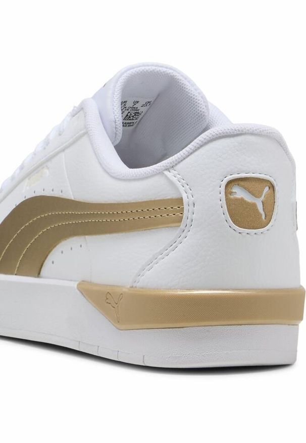 Puma - Damskie sneakersy Jada Classic Aqua Metallics PUMA White Alpine Snow Gold. Kolor: biały, żółty, wielokolorowy. Sport: tenis