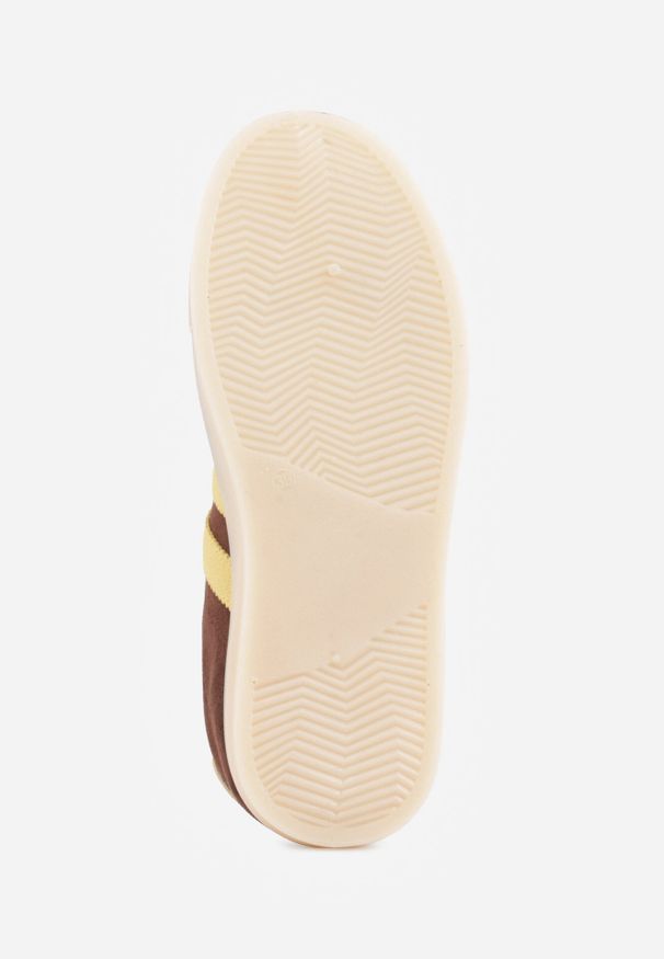 Born2be - Ciemnobrązowe Sneakersy na Kauczukowej Grubej Podeszwie z Paskami po Bokach Ninlili. Okazja: na co dzień. Zapięcie: pasek. Kolor: brązowy. Materiał: kauczuk