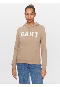 GANT - Gant Bluza Reg Graphic Hoodie 4200742 Beżowy Regular Fit. Kolor: beżowy. Materiał: bawełna