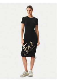 EA7 Emporio Armani Sukienka codzienna 7W001062 AF10373 UC001 Czarny Regular Fit. Okazja: na co dzień. Kolor: czarny. Materiał: bawełna. Typ sukienki: proste. Styl: casual #2