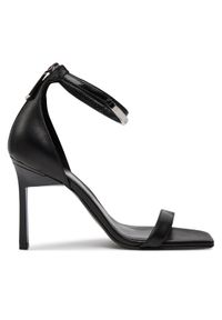 Calvin Klein Sandały Heel Sandal 90 Metal Bar Lth HW0HW01946 Czarny. Kolor: czarny