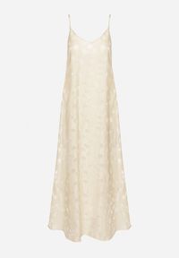 Born2be - Beżowa Sukienka z Wiskozą o Trapezowym Kroju na Ramiączkach Silarelle. Okazja: na co dzień. Typ kołnierza: dekolt w kształcie V. Kolor: beżowy. Materiał: wiskoza. Długość rękawa: na ramiączkach. Typ sukienki: trapezowe. Styl: casual, elegancki #2