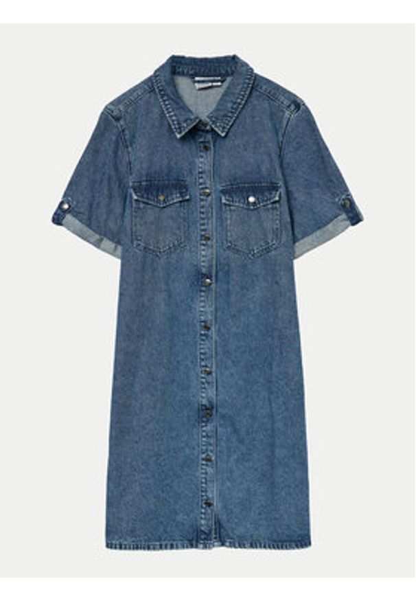 Vero Moda Sukienka jeansowa Jennie 10309665 Niebieski Regular Fit. Kolor: niebieski. Materiał: bawełna
