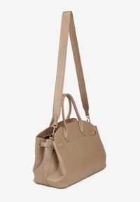 Born2be - Beżowa Trzykomorowa Torebka Shopper z Dwoma Rączkami i Paskiem Arivire. Kolor: beżowy. Styl: casual, elegancki. Rodzaj torebki: na ramię #4
