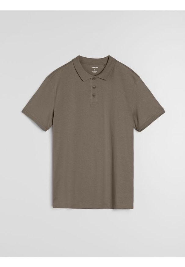 Sinsay - Bawełniana koszulka polo - brązowy. Typ kołnierza: polo. Kolor: brązowy. Materiał: bawełna
