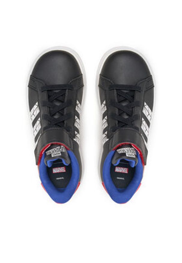 Adidas - adidas Sneakersy Marvel's Spider-Man Grand Court JS0742 Czarny. Kolor: czarny. Materiał: skóra. Wzór: motyw z bajki