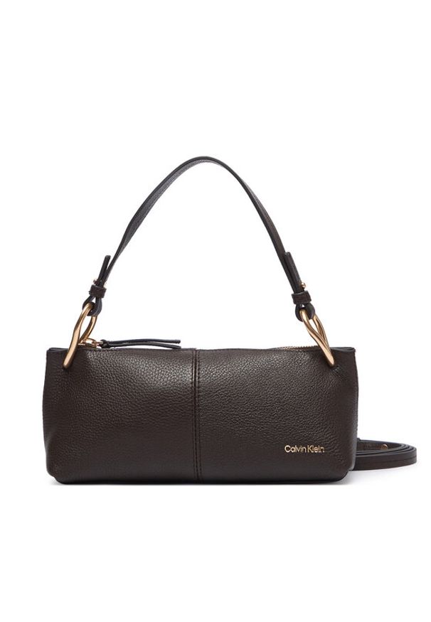 Calvin Klein Torebka Slouchy Leather Small Conv Bag LV04F3659G Brązowy. Kolor: brązowy. Materiał: skórzane
