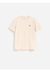 Reserved - T-shirt regular z haftem - beżowy. Kolor: beżowy. Materiał: bawełna, dzianina. Wzór: haft #1