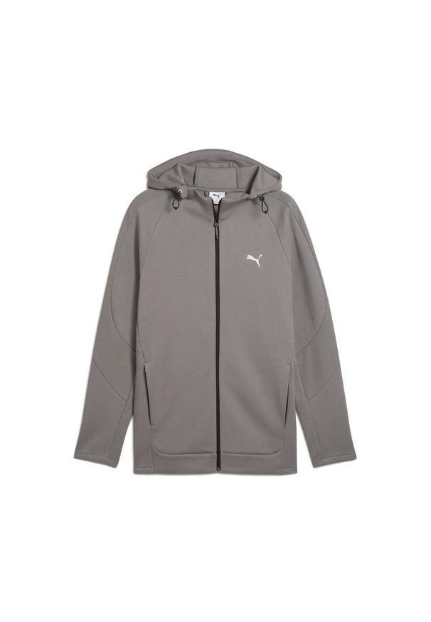 Puma - Męska rozpinana bluza z kapturem EVOSTRIPE PUMA Cast Iron Gray. Typ kołnierza: kaptur. Kolor: szary. Sport: bieganie