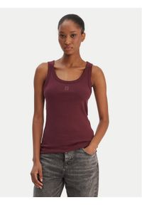 Hugo - HUGO Top Datamia 50514489 Bordowy Slim Fit. Kolor: czerwony. Materiał: bawełna #1