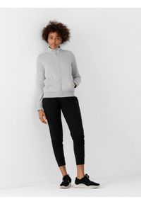 4f - Bluza dresowa rozpinana bez kaptura damska. Typ kołnierza: bez kaptura. Kolor: szary. Materiał: dresówka #2