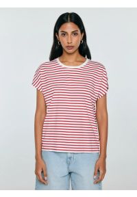 Big-Star - Koszulka damska w paski biało-czerwona Aleksa 603. Kolor: czerwony. Materiał: dzianina, bawełna, żakard. Wzór: paski #5