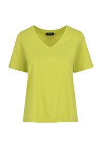 Ochnik - Limonkowy T-shirt damski basic. Kolor: zielony. Materiał: bawełna