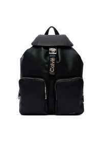 Calvin Klein Plecak Weebbing Strap Flap Backpack LV04F3645G Czarny. Kolor: czarny. Materiał: skóra #1