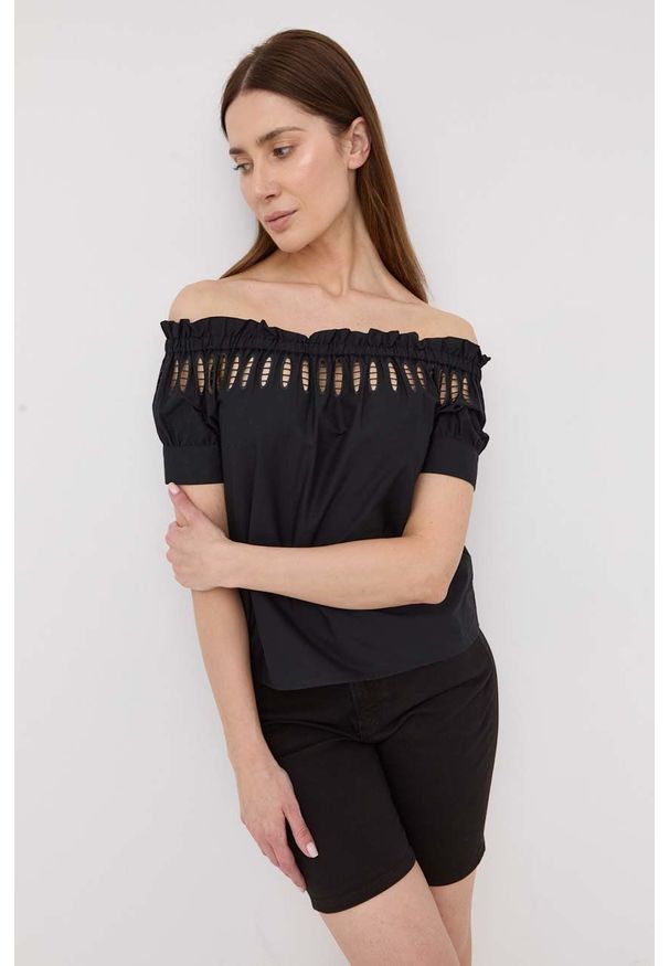 Liu Jo szorty jeansowe damskie kolor czarny gładkie high waist. Okazja: na co dzień. Stan: podwyższony. Kolor: czarny. Materiał: jeans. Wzór: gładki. Styl: casual