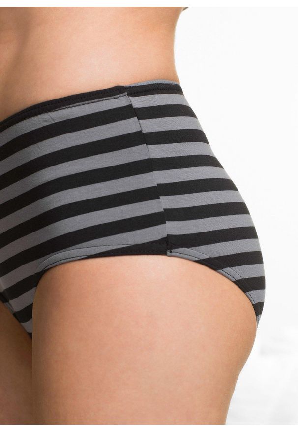 bonprix - Figi maxi (4 pary). Kolor: czerwony. Wzór: nadruk, paski