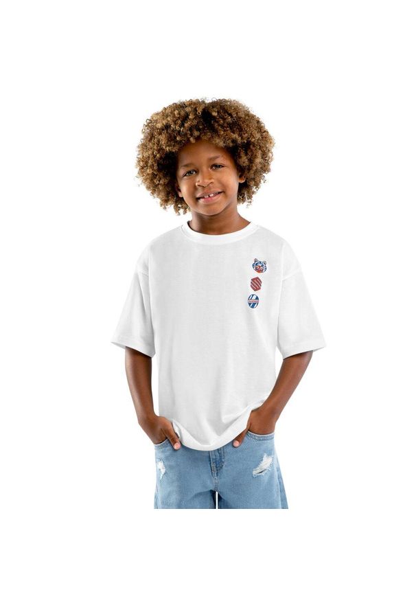 SIROKO - Koszulka sportowa lifestyle chłopięca Kitty krótki rękaw bawełna. Kolor: biały. Materiał: bawełna. Długość rękawa: krótki rękaw. Długość: krótkie. Sport: joga i pilates