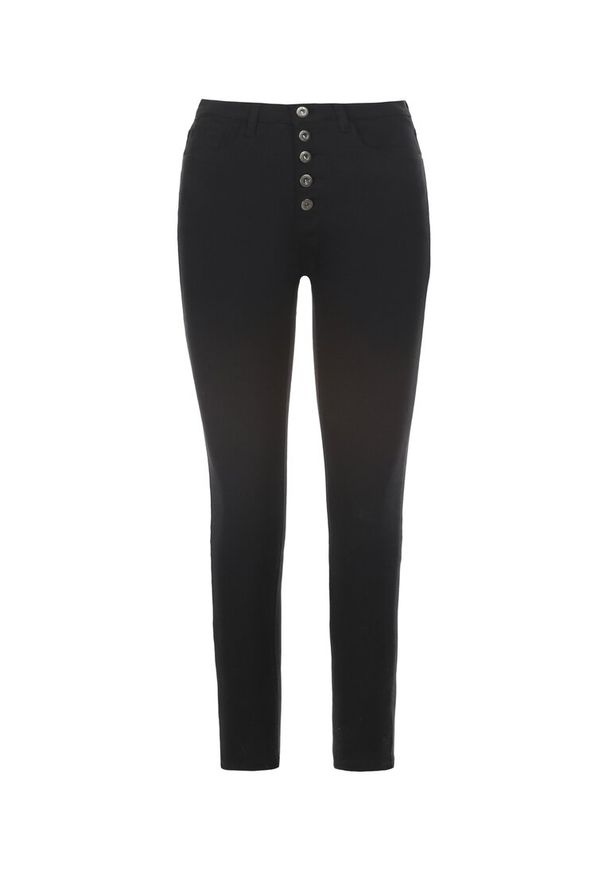 Born2be - Czarne Spodnie Skinny Kyllienne. Stan: podwyższony. Kolor: czarny. Materiał: bawełna. Długość: długie. Sezon: wiosna