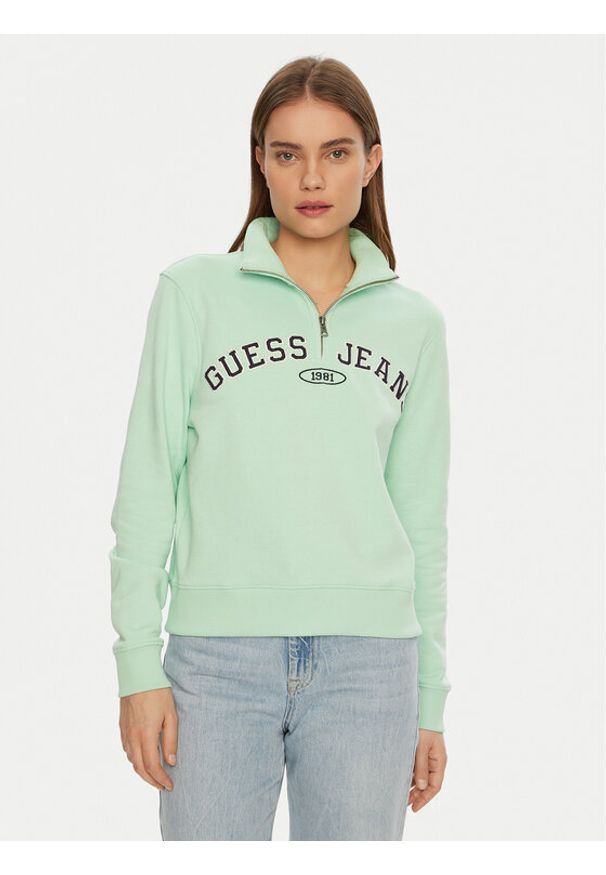 Guess Jeans Bluza W5RQ25 K68I4 Zielony Regular Fit. Kolor: zielony. Materiał: bawełna